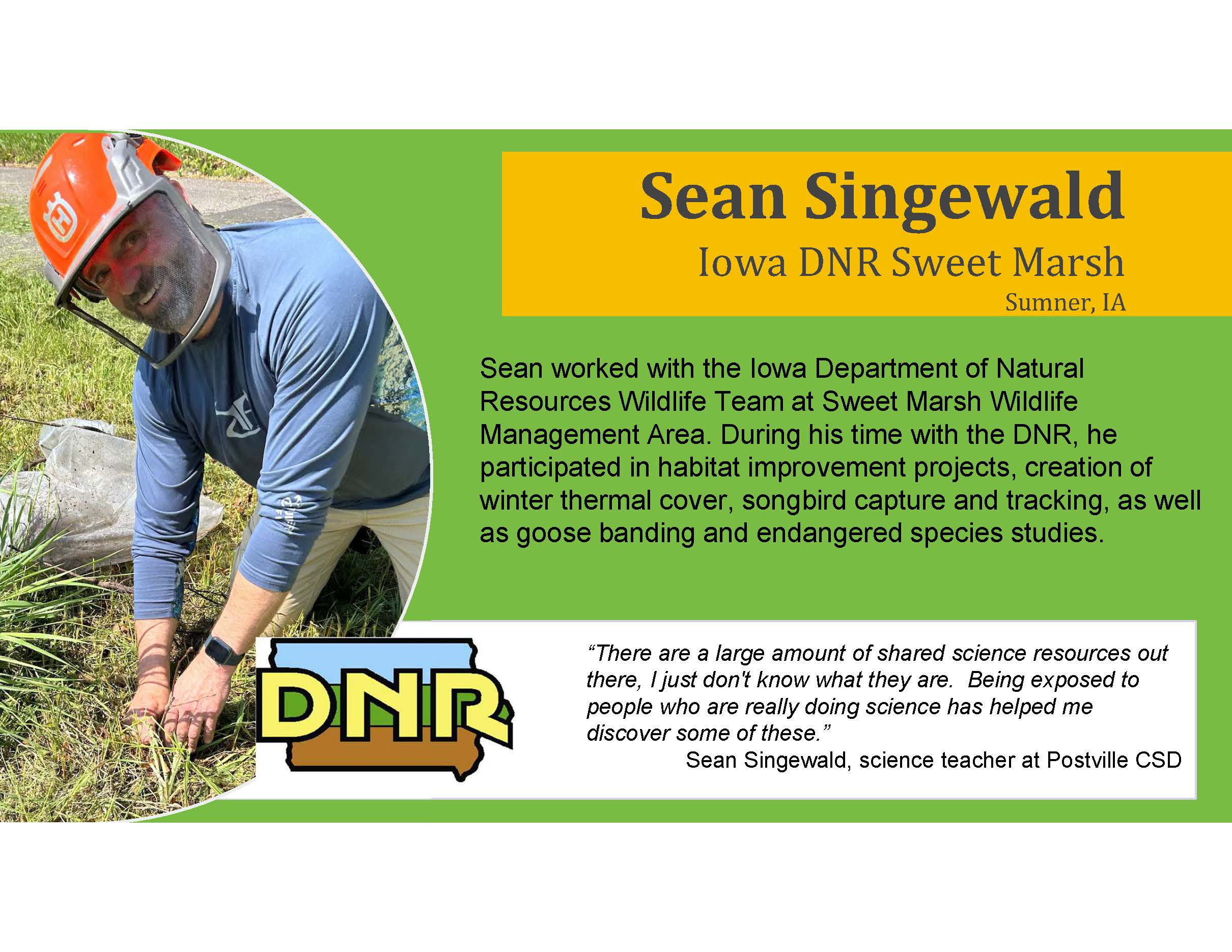 Sean Singewald Teacher Externship